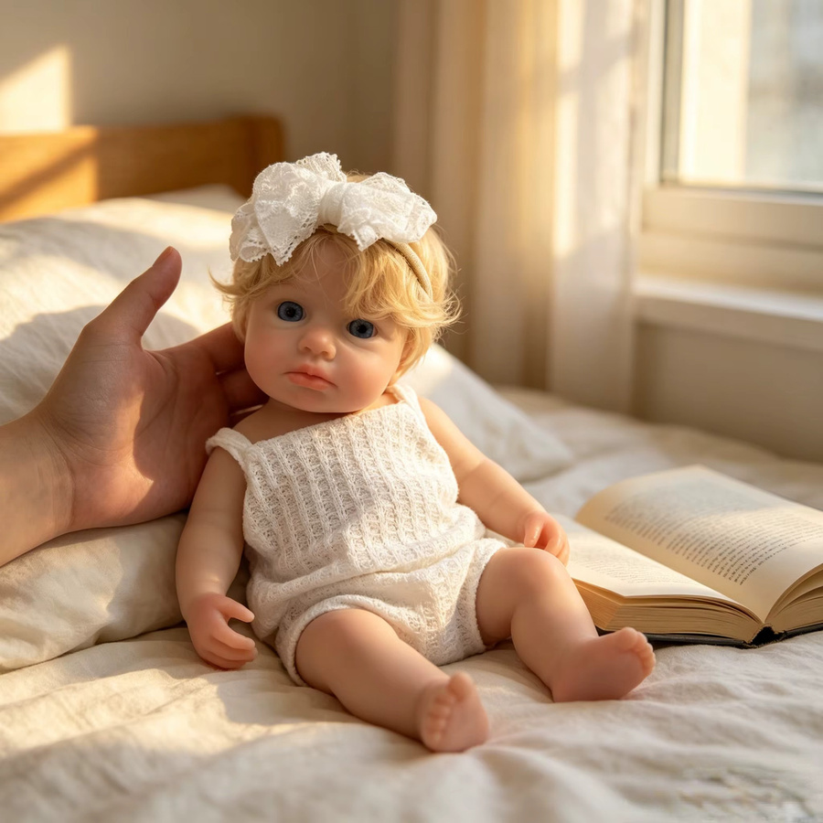 Saskia Reborn-Babypuppe, schlafend, aus Silikon, 13 Zoll - Bild 2