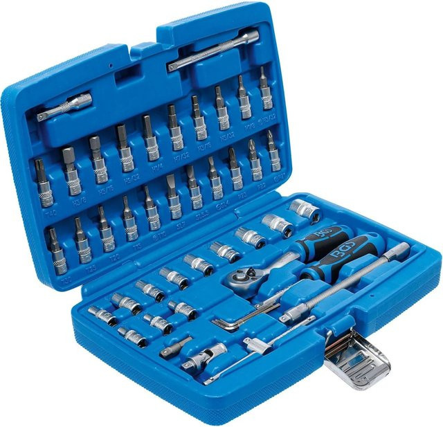 BGS Steckschlüssel-Satz 46-teilig mit 1/4 Zoll Antrieb aus Chrom-Vanadium in Blau - Bild 2