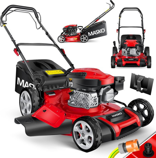 MASKO Benzin Rasenmäher mit Radantrieb und 4-Takt-Motor inklusive Fangkorb, Mulchfunktion und Seitenauswurf - Bild 1