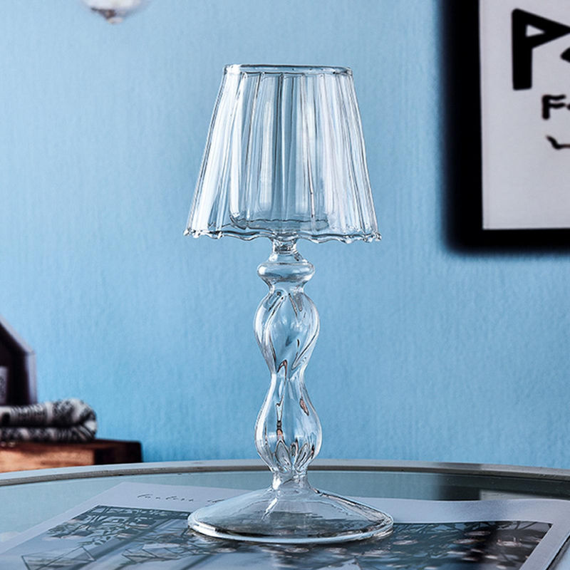 Tooarts Glas Kerzenhalter in Tischlampen-Form, transparent, modern, für Stumpenkerzen, Stabkerzen und Teelichter - Bild 7