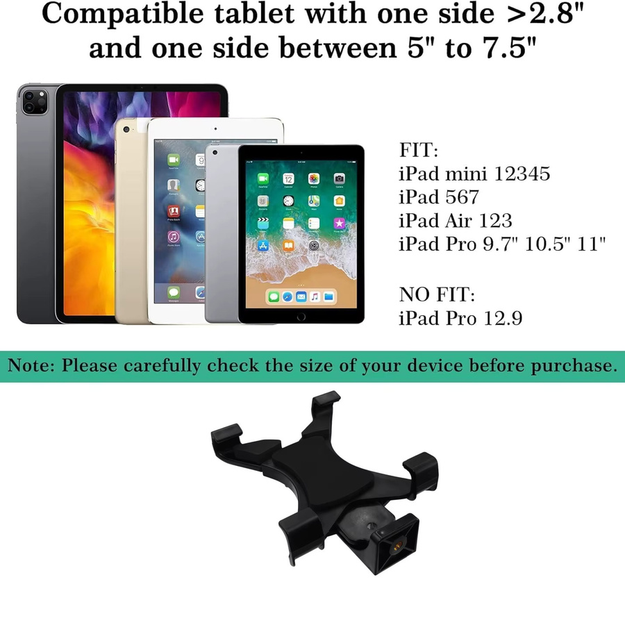 VeFly Universelle Tablet-Stativhalterung mit 1/4-Zoll-Gewindeadapter für iPad und Galaxy Tablets in Schwarz - Bild 3