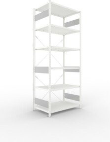 Meta Steckregal Grundregal S3 CLIP 150 in Lichtgrau mit 6 höhenverstellbaren Böden, B/T/H: 250 x 100 x 60 cm - Bild 1