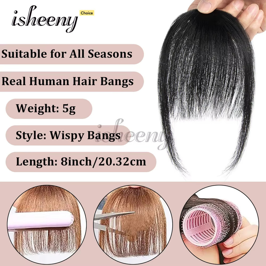 isheeny Clip-in-Haarteil mit Pony, Echthaar, glatt, Damen - Bild 4