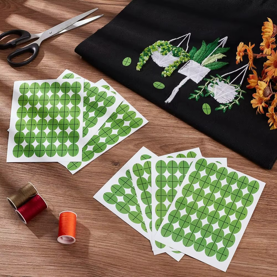 1296 Stück grüne Stickerei-Zielaufkleber aus Papier, ovale Platzierungsaufkleber für Maschinenstickerei, Nähen und Layout, Größe: 1,9 x 1,3 cm - Bild 3