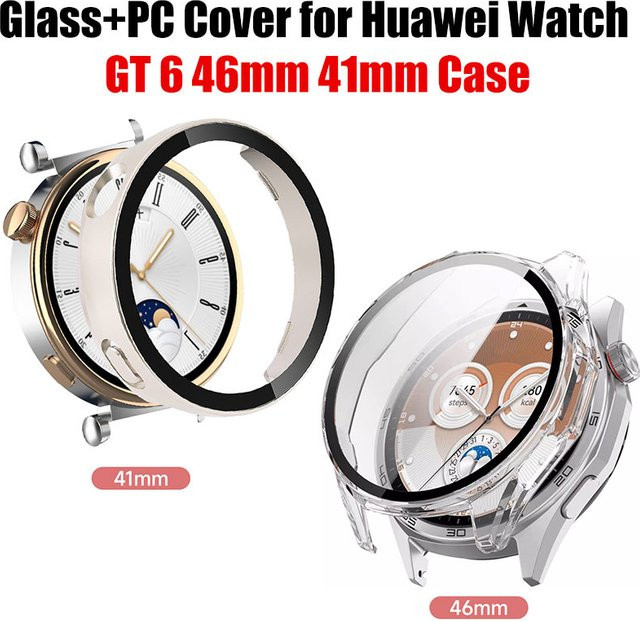 OAKCHARM Uhrenzubehör Glas + PC-Abdeckung für Huawei Watch GT 6, Schwarz, Unisex - Bild 1