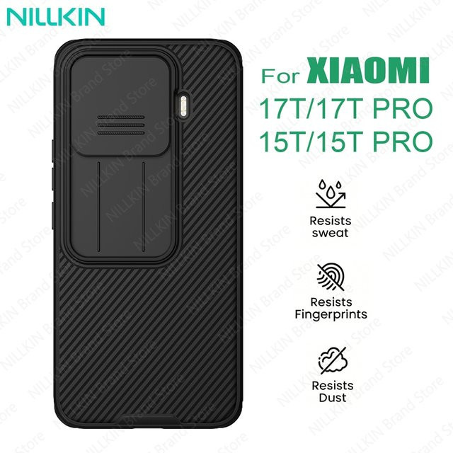NILLKIN CamShield Pro Schutzhülle für Xiaomi 17T und 17T Pro mit Sichtschutz-Kameraabdeckung, stoßfest und rutschfest, Schwarz/Transparent - Bild 1