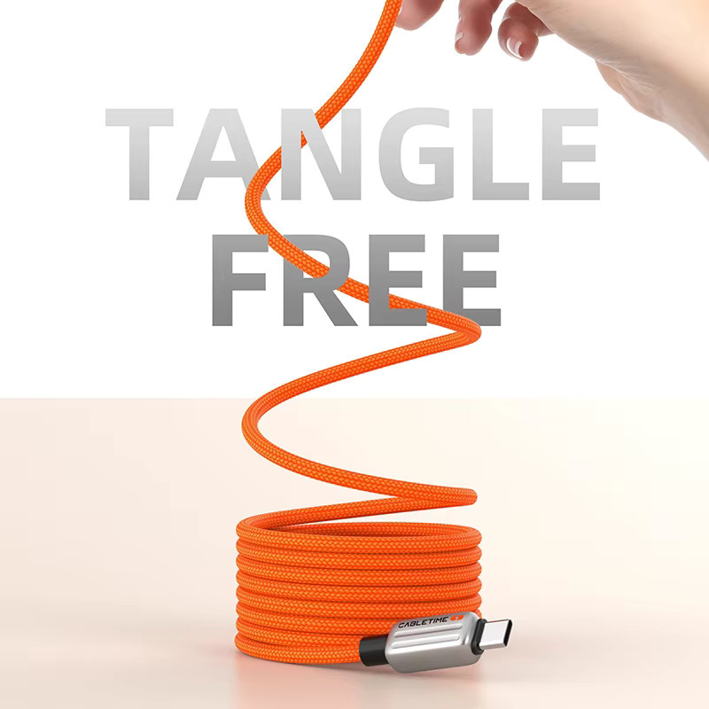 CABLETIME Magnetisches USB-C-Kabel mit 240W Schnellladefunktion in Schwarz und Orange für MacBook, Laptop und Smartphone - Bild 2