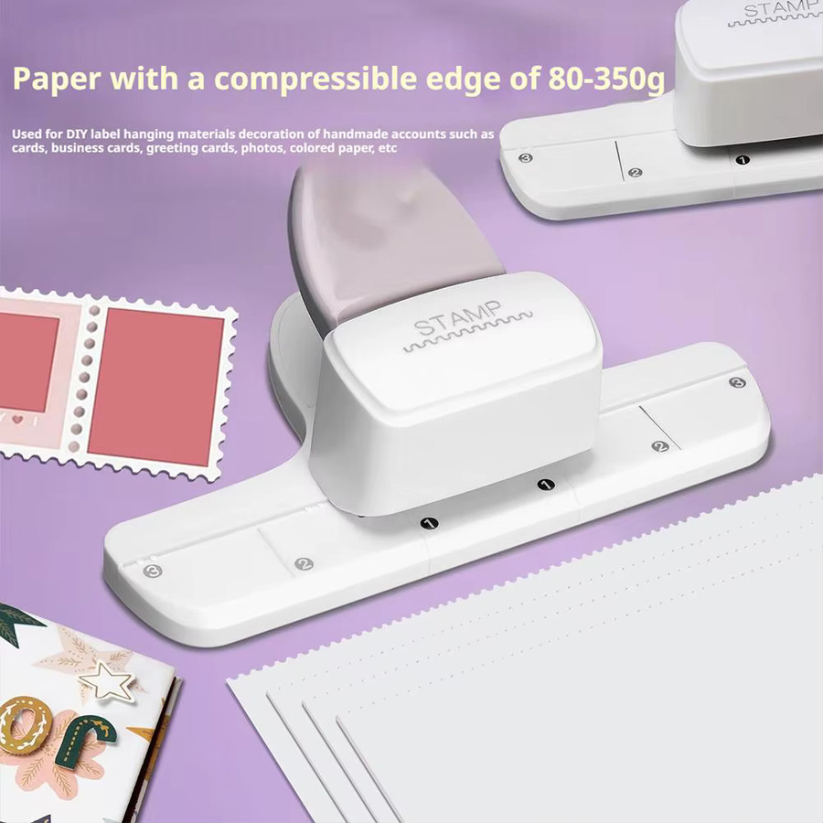 Handgefertigter Stempel-Lochstanzer für Scrapbook und DIY-Dekoration in Lila-Weiß - Bild 3