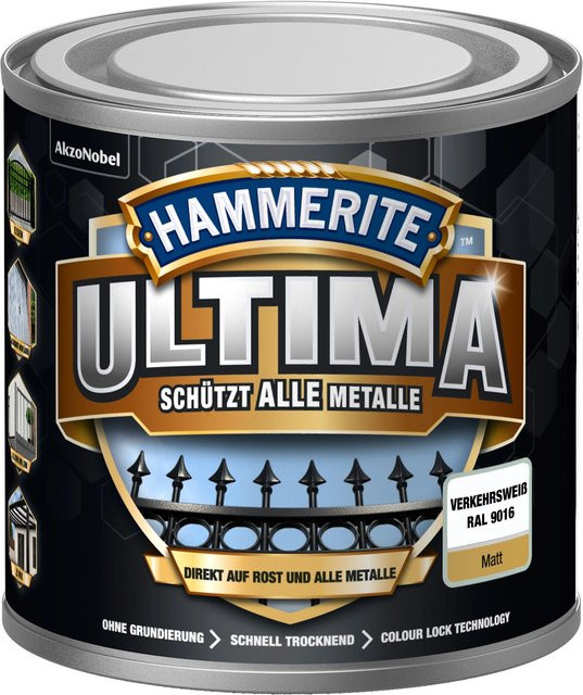 Hammerite Ultima Premium Metall-Schutzlack matt Verkehrsweiß 250 ml - Bild 1