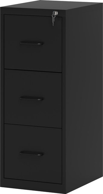 Aosom HOMCOM Aktenschrank aus Metall mit 3 Schubladen und verstellbarer Kleiderstange in Schwarz, B/T/H: 36,5 x 46,2 x 99 cm - Bild 1