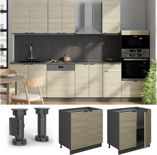 Vicco Unterschrank Fame-Line in Anthrazit und Eiche gefräst mit einer Breite von 80 cm ohne Arbeitsplatte - Bild 1