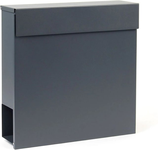 Wiltec Briefkasten V49 aus Stahl in Anthrazit mit Schloss und Zeitungsfach, Wandmontage, H x B x T: 37,0 x 37,0 x 10,5 cm - Bild 1