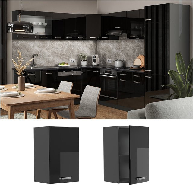 Vicco Hängeschrank R-Line Küchenschrank Anthrazit Schwarz B: 40 cm, H: 60 cm, T: 31 cm - Bild 1
