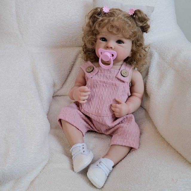 NPK Reborn Babypuppe Bettie Neugeborenes in Weiß und Rosa, 18 Zoll lebensechte Ganzkörper-Puppe mit handverwurzeltem Haar und 3D-Hauteffekt - Bild 1