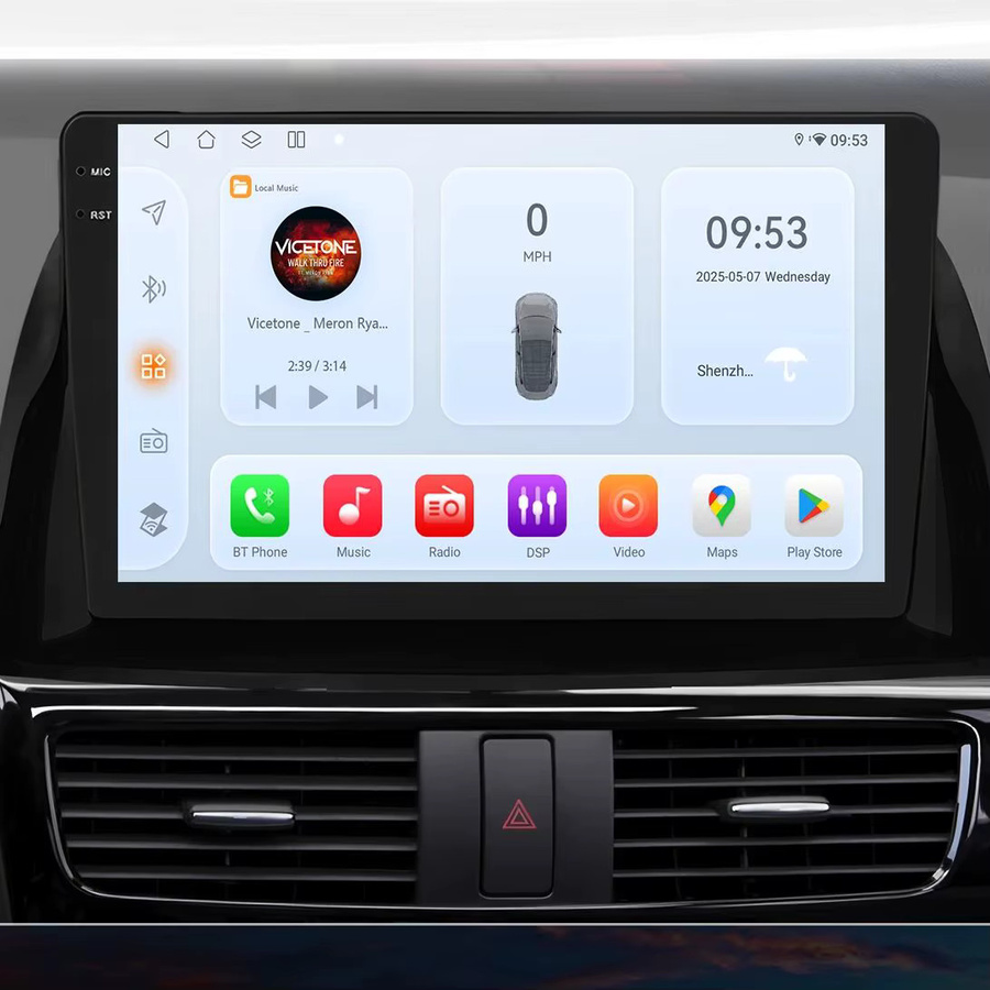 Hizpo Intelligentes Autoradio für Mazda CX5 2012-2015 mit Android 14, Qualcomm Snapdragon 6115 8-Core Prozessor, AI CarPlay, GPS, DSP und Bluetooth 5.4, Schwarz - Bild 4