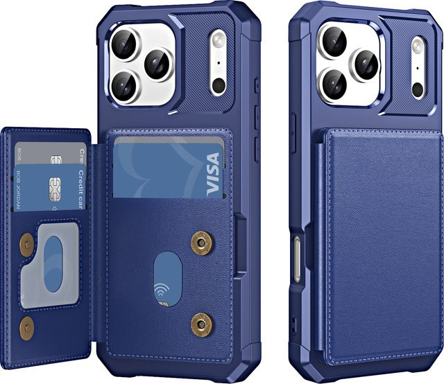 Leder Handyhülle mit Kartensteckplatz und Ständer für iPhone 17 16 15 14 13 12 Pro Max Plus und 16E von szHAIyu in Blau und Lila - Bild 1