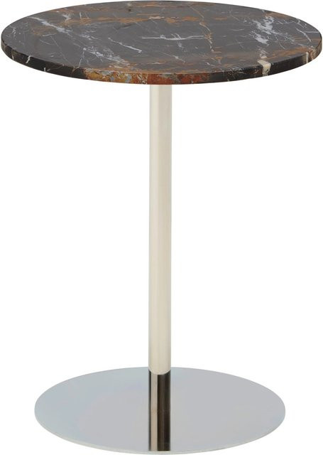 Mömax Beistelltisch Elian in Schwarzbraun und Chromfarben mit Natursteinplatte und Metallgestell, B/T/H: 45 x 40 x 40 cm - Bild 1