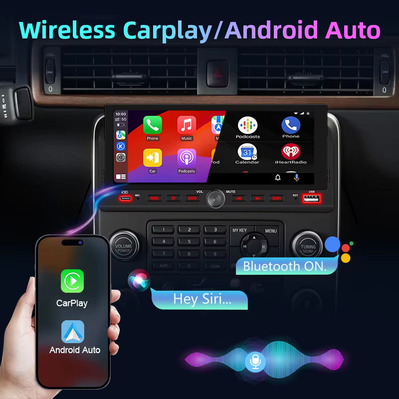 Junsun 6,86 Zoll Universal 1 Din Autoradio mit MP5-Player, Carplay, Android Auto, Bluetooth und USB-Aufladung in Schwarz - Bild 2