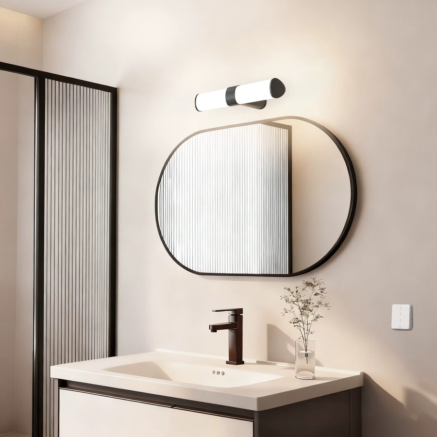 PRINCEWAY LED Spiegelleuchte für das Badezimmer in Schwarz, Wandlampe mit 3 Lichtfarben, 8W, 800Lm, IP44 wasserdicht, Breite: 40 cm - Bild 3