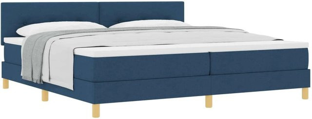 vidaXL Boxspringbett Hybrid mit Matratze und Kopfteil Blau Stoff B: 200 cm, T: 200 cm, H: 280 cm - Bild 1