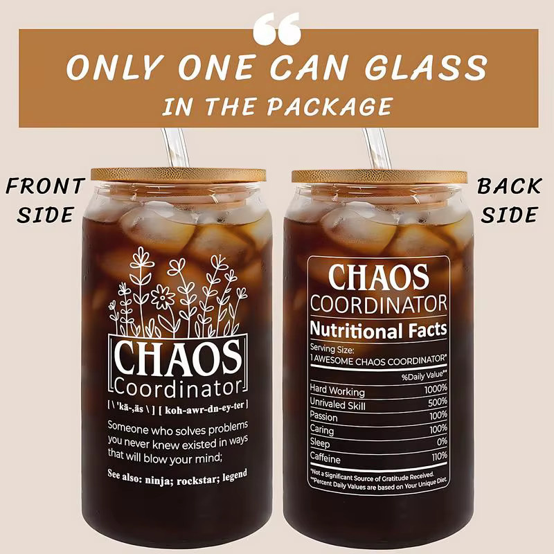 Chaos Coordinator Glasbecher für Frauen mit schwarzem Design und 473 ml Fassungsvermögen - Bild 3