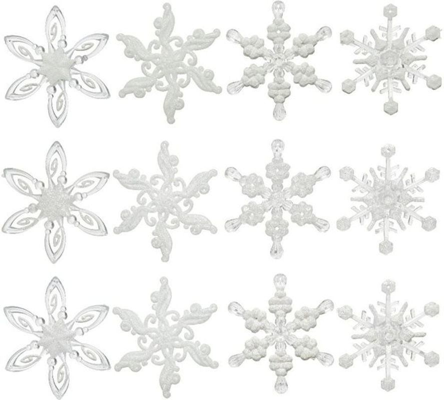 Kaemingk Weihnachtsanhänger Schneeflocke in Weiß aus Kunststoff mit Glitter - Bild 1