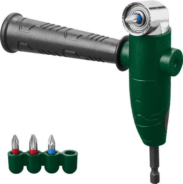 Parkside Winkelbithalter und Impact-Bohrer-Set in Grün mit HSS-Bits - Bild 1