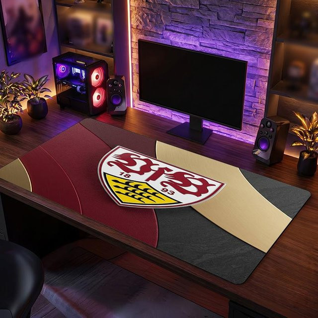 WildHue B VfB Stuttgart Fußball Gaming Mauspad, Anti-Rutsch Schreibtischmatte, Multicolor, B: 90 cm, T: 40 cm - Bild 1