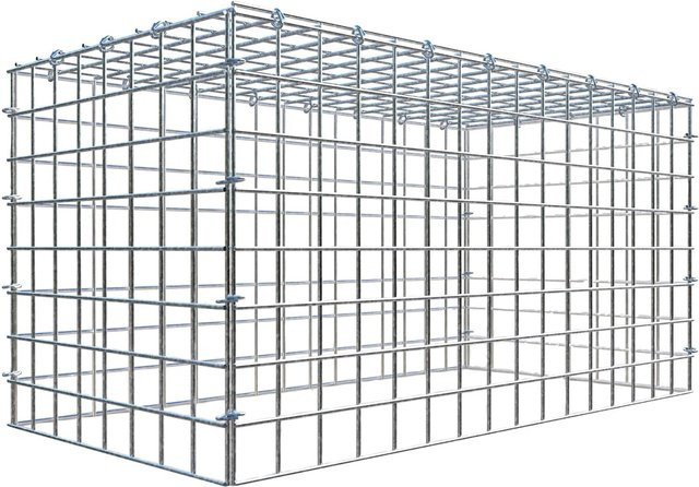 Gabiona C-Ring Anbaukorb Typ 3 in Silbergrau, Maschenweite 5 x 5 cm, B/T/H: 80 x 40 x 40 cm - Bild 1