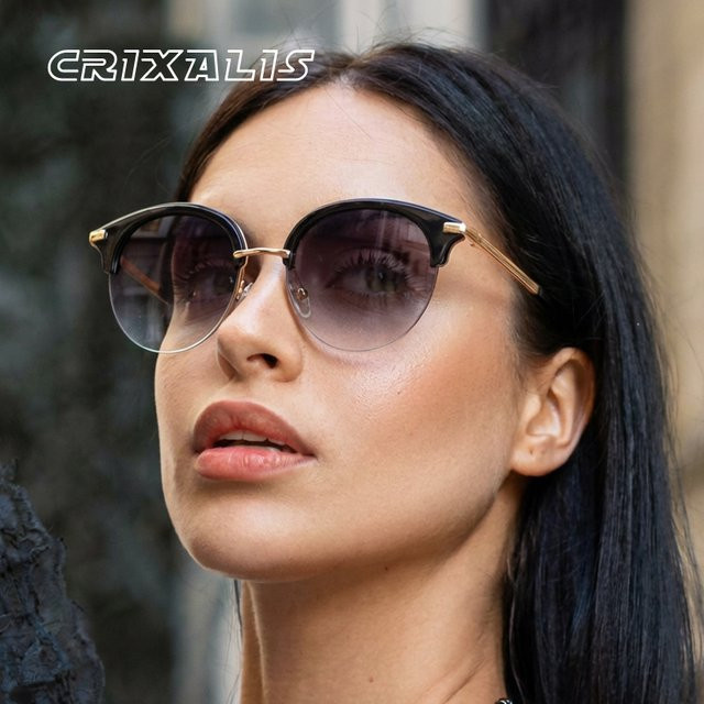 CRIXALIS Sonnenbrille Halbrahmen, Rund, Metall, Damen, verspiegelt - Bild 1