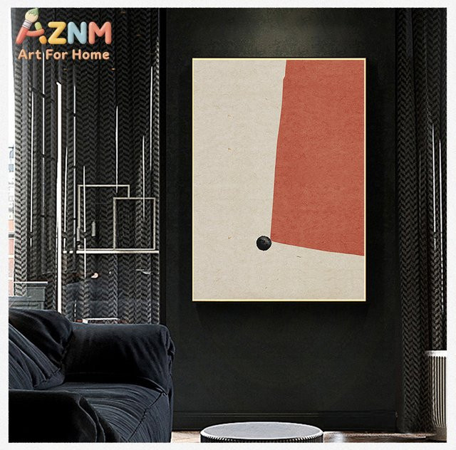 Abstrakte Leinwandgemälde von Potdemiel in minimalistischem Stil mit geometrischen Farbmarkierungen, mehrfarbiges Wandkunstbild für Wohnzimmer und Schlafzimmer - Bild 1