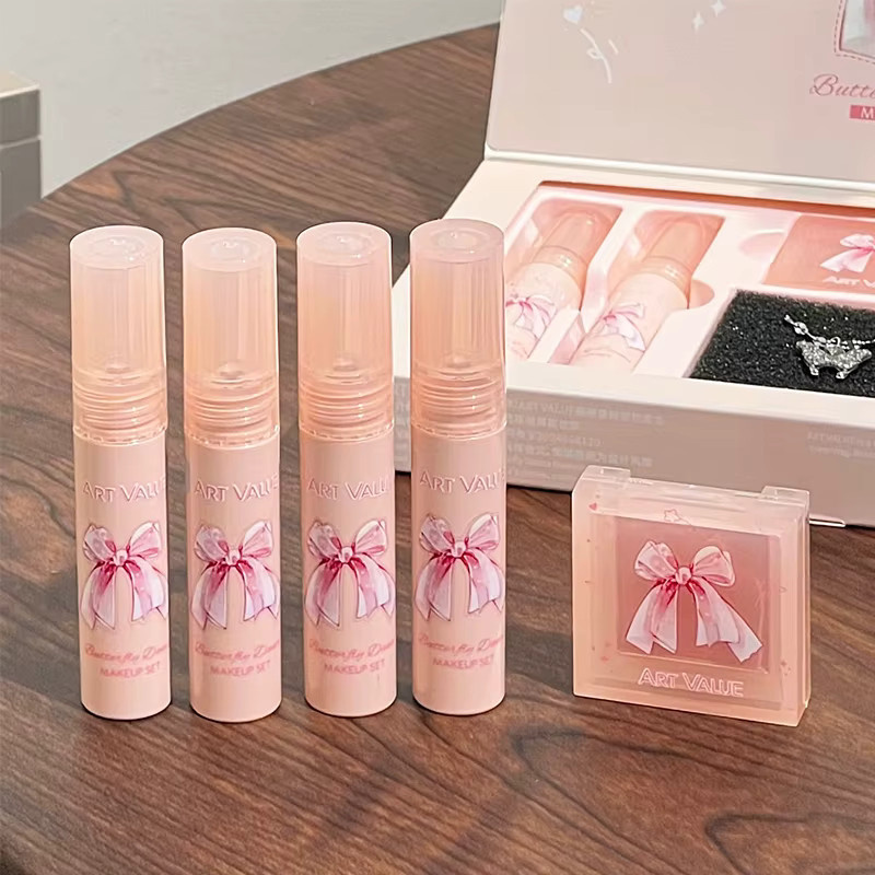 Lipgloss und Puder-Rouge Kosmetik-Set, Satin, Unisex - Bild 4
