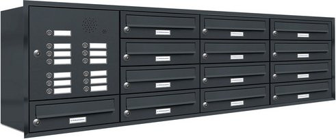AL Briefkasten-Mehrfachsystem für 13 Parteien zur Unterputzmontage, Grau, B/H/T: 157,2 x 50 x 27,5 cm - Bild 1