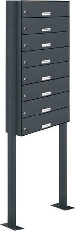AL Briefkasten-System für 8 Parteien mit Zaundurchwurf, grau, B/H/T: 153,471 x 170,0 x 27,5 cm - Bild 1