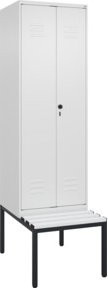 C+P PSA Doppel-Spind Classic PLUS Sitzbank mit 2 Abteilen, Farbe: Grau/Weiß, B/T/H: 212,0 x 60,0 x 81,5 cm - Bild 1
