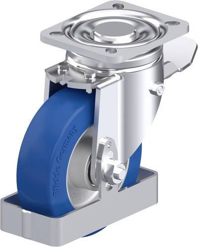 Blickle Stahlblech-Lenkrolle LH-ALBS 125K-1-ST-FS in Silber und Blau mit 125 mm Rad-Durchmesser und 370 kg Tragfähigkeit - Bild 1