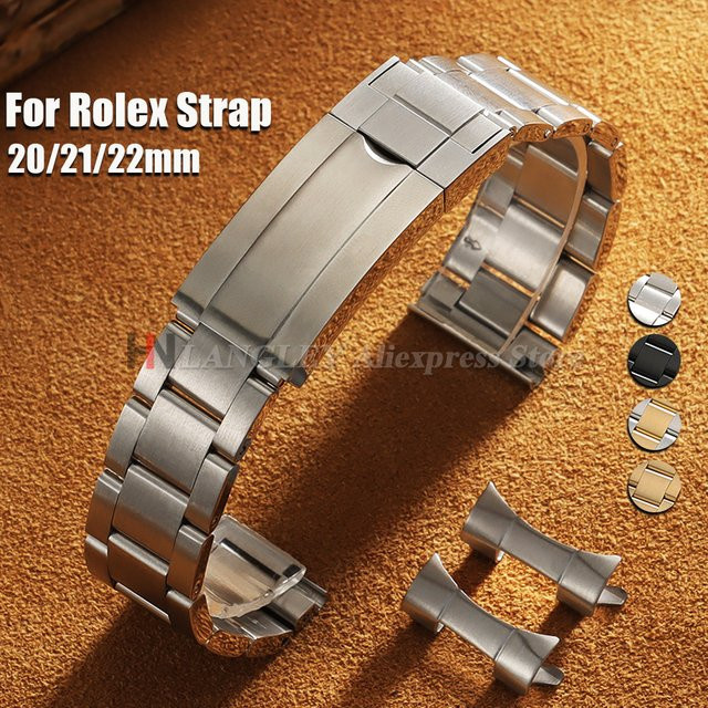langley Uhrenarmband Edelstahl, Silber, gebogenes Ende, Unisex - Bild 1