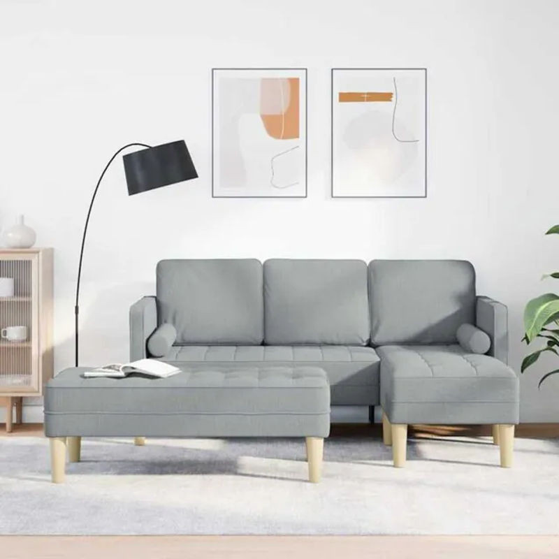 vidaxl Sofa Set 2-teilig in Grau aus Stoff im modernen Industrial Design B/T/H: 173 x 131 x 67 cm - Bild 1