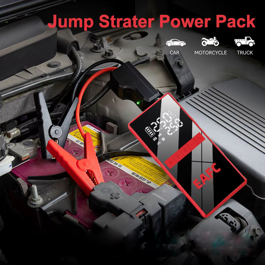 EAFC 4000A Peak Auto-Starthilfe mit 150PSI Luftkompressor, 4-in-1 Notfall-Batteriebooster und Reifenfüller für 12V-Fahrzeuge in Rot - Bild 2