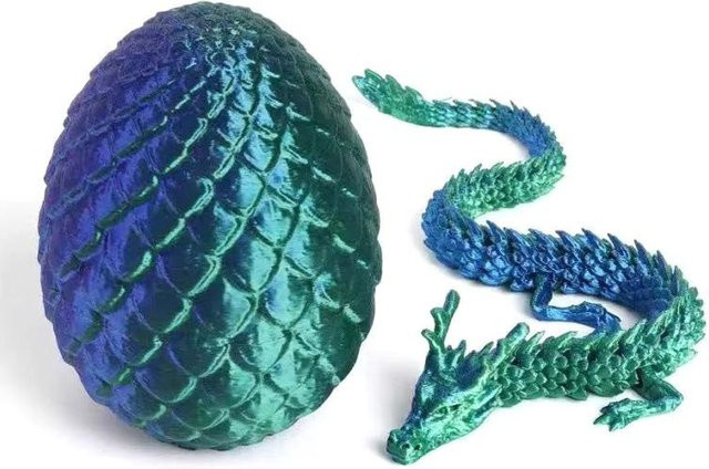 Wommya Bewegliches Drachenmodell 3D-gedrucktes Dracheneier in Blau, Schreibtischornament und Deko-Skulptur, Höhe: 30 cm - Bild 1