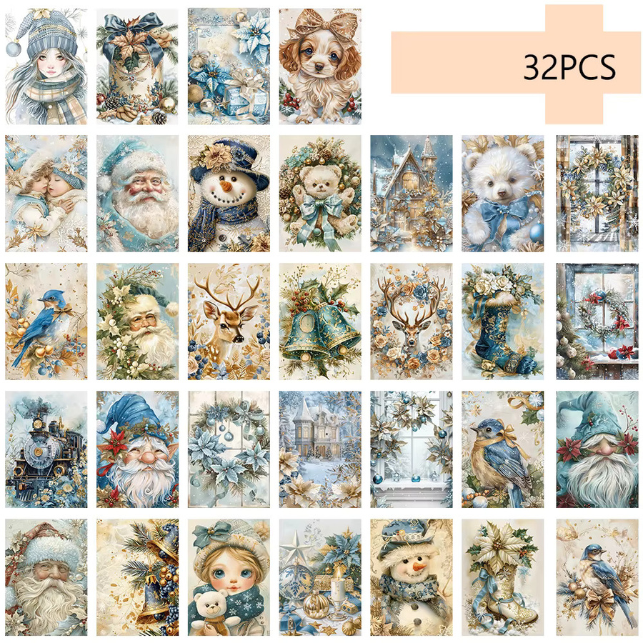 32 Stück Vintage Halloween Postkarten in Blau für Wanddekoration und Schulbedarf - Bild 2