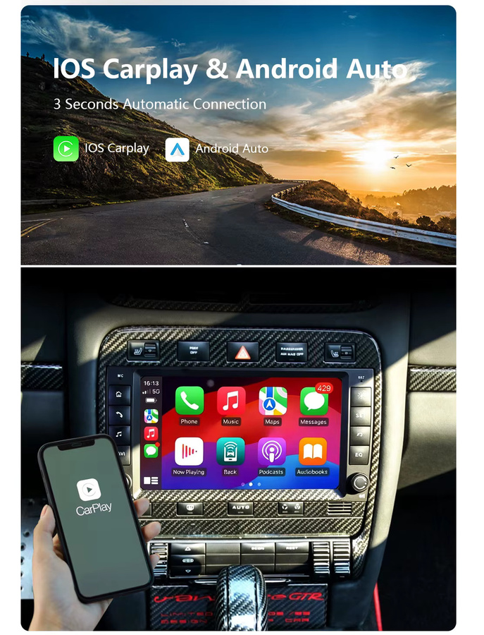 CHSTEK Autoradio mit Carplay und Android Auto Unterstützung für Porsche Cayenne 955 957 9PA (2002-2010) inklusive GPS, Bluetooth und Wi-Fi in Schwarz - Bild 3