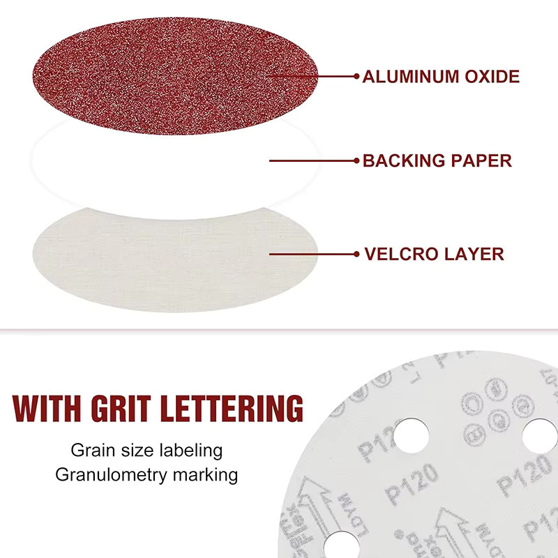 TQLQ Schleifscheiben Set mit Klett-Klebeschleifpapier für Exzenterschleifer, 10 Stück, 9 Zoll, 6 Löcher, Durchmesser: 225 mm, Körnung 60–2000 - Bild 3