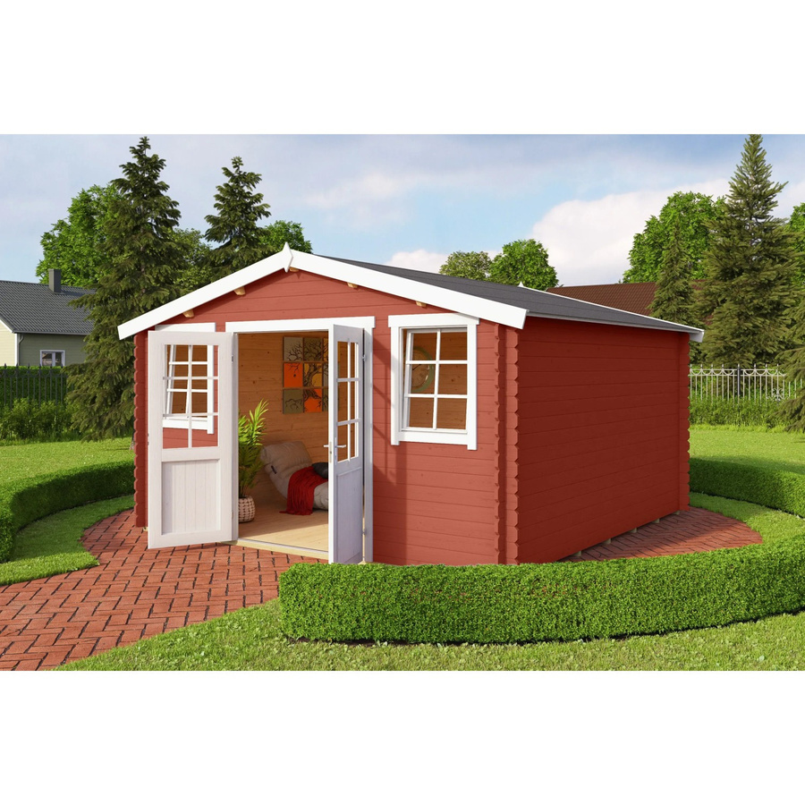 Lasita Gartenhaus Maja Wels 4 aus Fichtenholz mit Satteldach in Schwedenrot, B/H/T: 425,1 x 245,1 x 410 cm - Bild 2