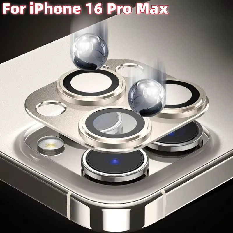 Vollmetall Kameraschutz für Apple iPhone 16 15 13 Pro Max Plus in Purple mit Objektivschutzglas und Full Cover Abdeckung - Bild 2
