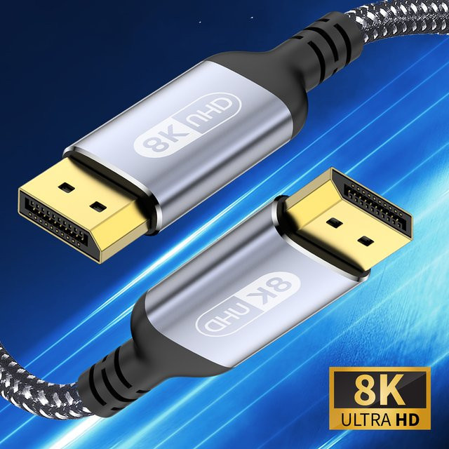 NIERBO DisplayPort-Kabel 1.4 für 8K bei 60 Hz, HDR 10, G-Sync und FreeSync, 32,4 Gbit/s Hochgeschwindigkeits-DP-Kabel - Bild 1