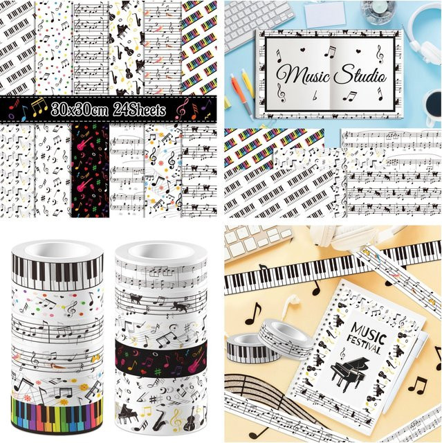 Washi Tape mit süßem Musiknoten-Cartoon-Design in Multicolour für Scrapbooking und DIY-Bastelarbeiten - Bild 1