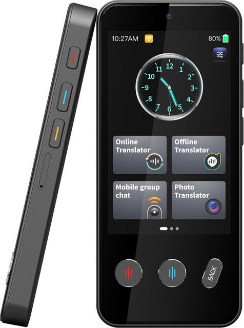 Bytelike 4G Sprachübersetzer in Schwarz mit Echtzeit-Übersetzung, Offline-Funktion für 19 Sprachen, Touchscreen, Kamera sowie WiFi und SIM-Unterstützung - Bild 1