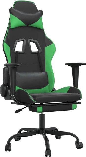 vidaXL Gaming-Stuhl Modell 4 in Schwarz und Grün aus Kunstleder mit Fußstütze und Kopfstütze - Bild 1