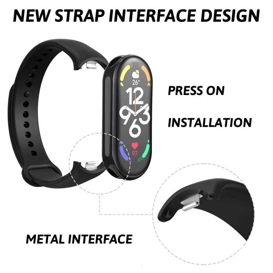 CAOWTAN Uhrenarmband Silikon, Schwarz, Unisex, für Xiaomi Mi Band 9 8 - Bild 2